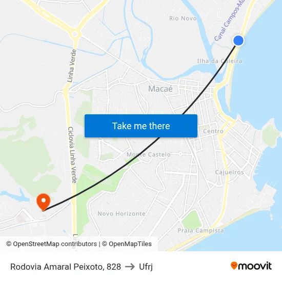 Rodovia Amaral Peixoto, 828 to Ufrj map