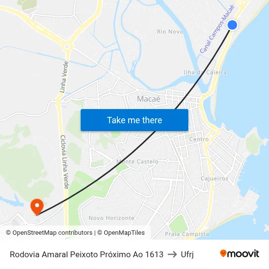 Rodovia Amaral Peixoto Próximo Ao 1613 to Ufrj map