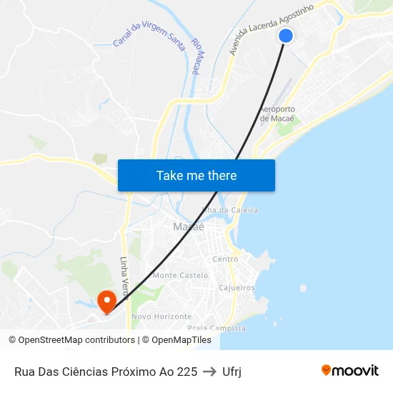 Rua Das Ciências Próximo Ao 225 to Ufrj map