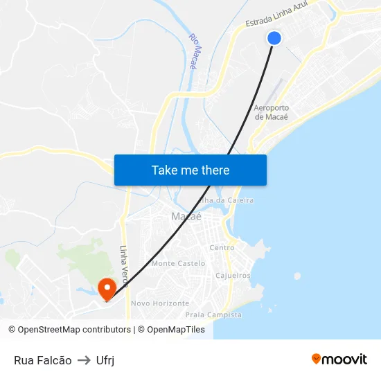 Rua Falcão to Ufrj map