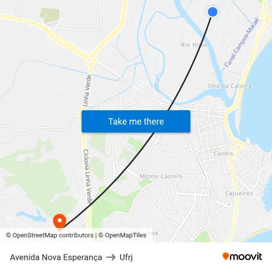 Avenida Nova Esperança to Ufrj map