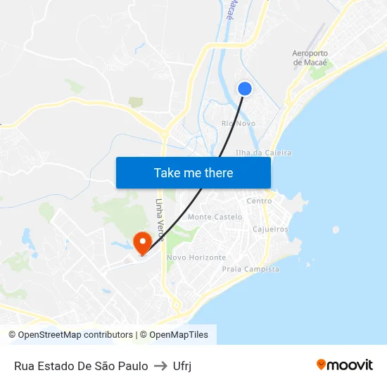 Rua Estado De São Paulo to Ufrj map