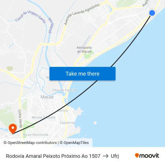 Rodovia Amaral Peixoto Próximo Ao 1507 to Ufrj map