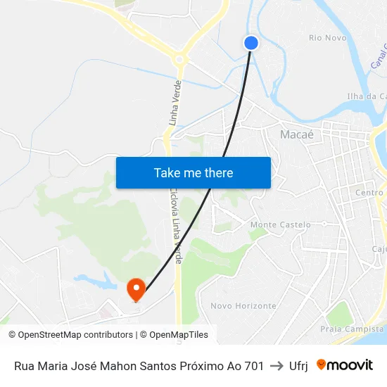 Rua Maria José Mahon Santos Próximo Ao 701 to Ufrj map