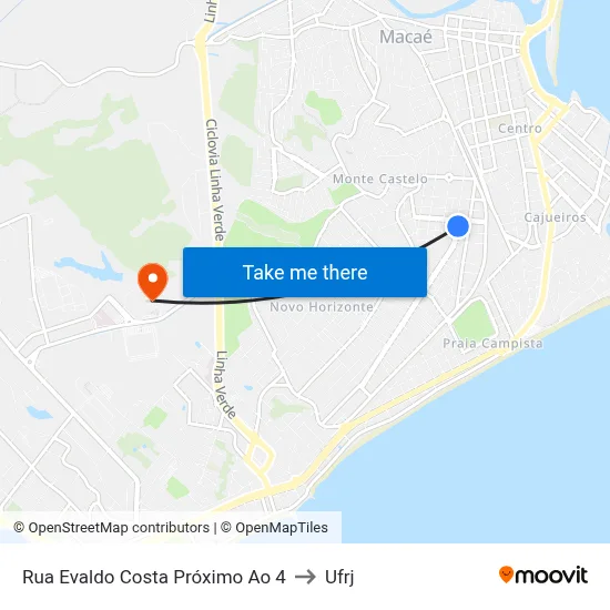 Rua Evaldo Costa Próximo Ao 4 to Ufrj map