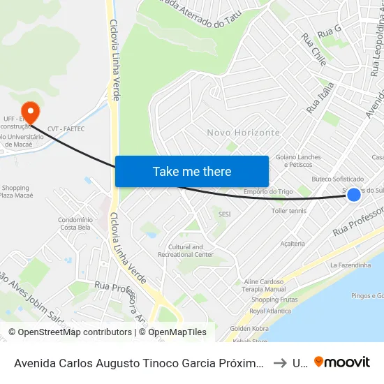 Avenida Carlos Augusto Tinoco Garcia Próximo Ao 1064 to Ufrj map