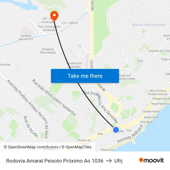 Rodovia Amaral Peixoto Próximo Ao 1036 to Ufrj map