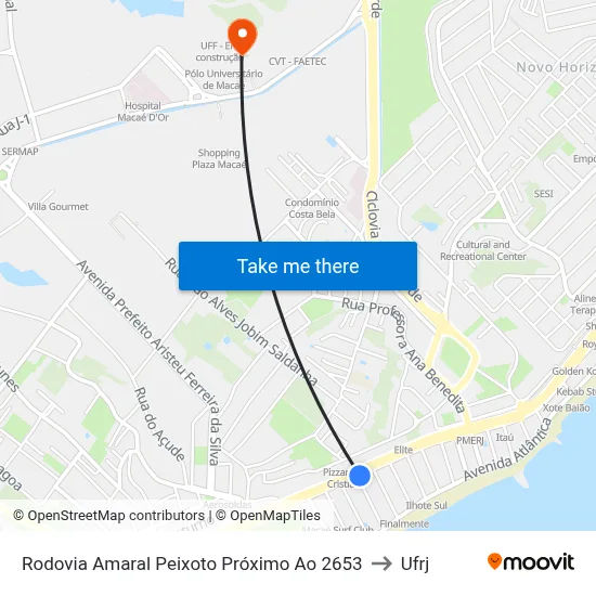 Rodovia Amaral Peixoto Próximo Ao 2653 to Ufrj map