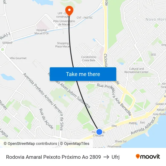 Rodovia Amaral Peixoto Próximo Ao 2809 to Ufrj map