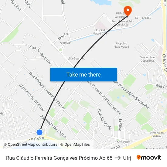 Rua Cláudio Ferreira Gonçalves Próximo Ao 65 to Ufrj map