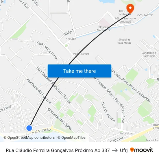 Rua Cláudio Ferreira Gonçalves Próximo Ao 337 to Ufrj map