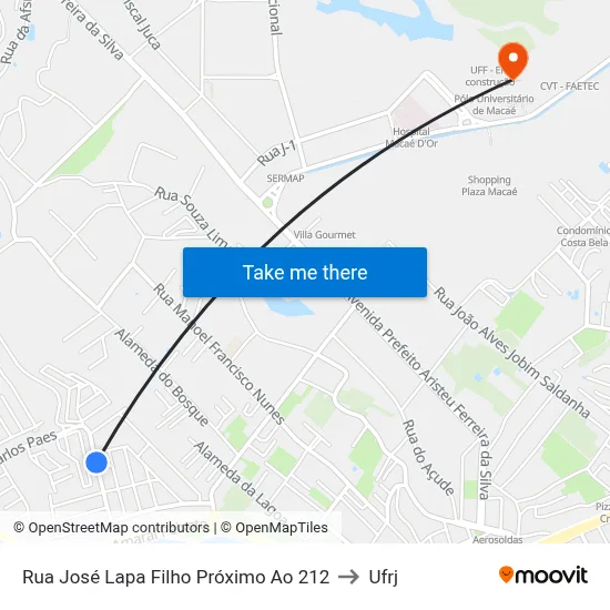 Rua José Lapa Filho Próximo Ao 212 to Ufrj map