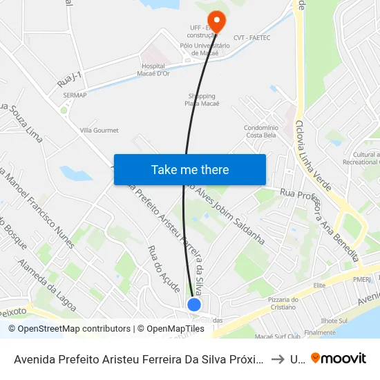 Avenida Prefeito Aristeu Ferreira Da Silva Próximo Ao 5868 to Ufrj map