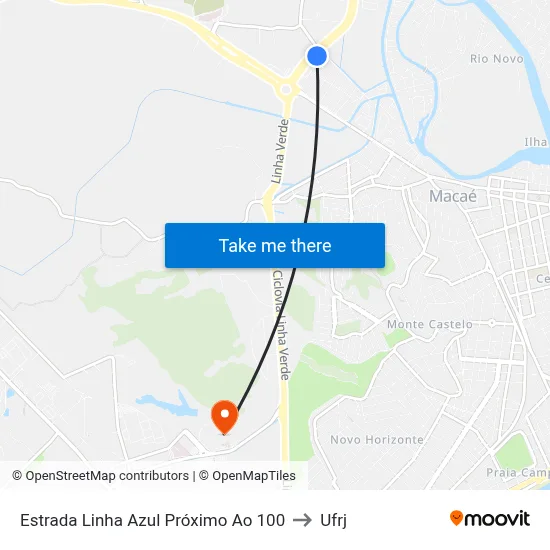Estrada Linha Azul Próximo Ao 100 to Ufrj map