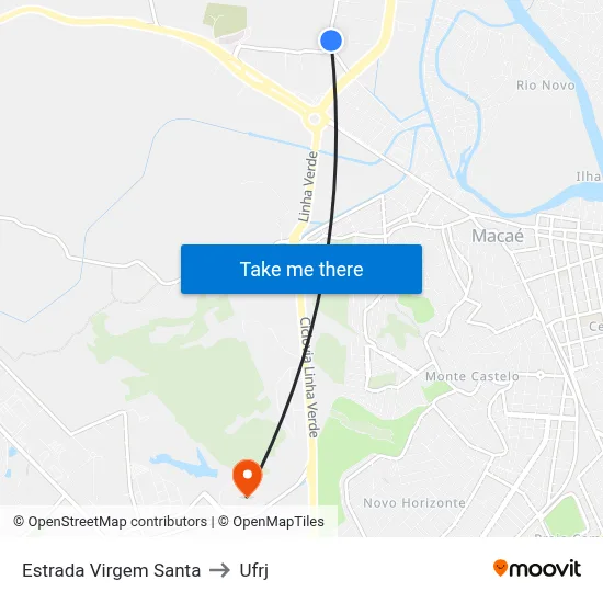 Estrada Virgem Santa to Ufrj map