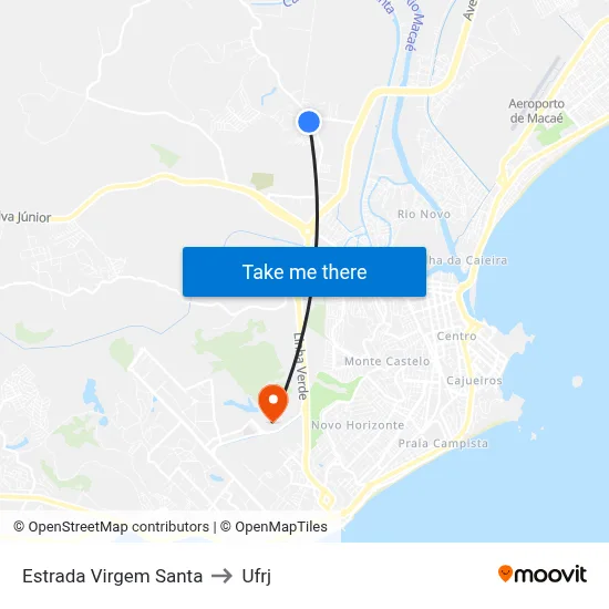Estrada Virgem Santa to Ufrj map