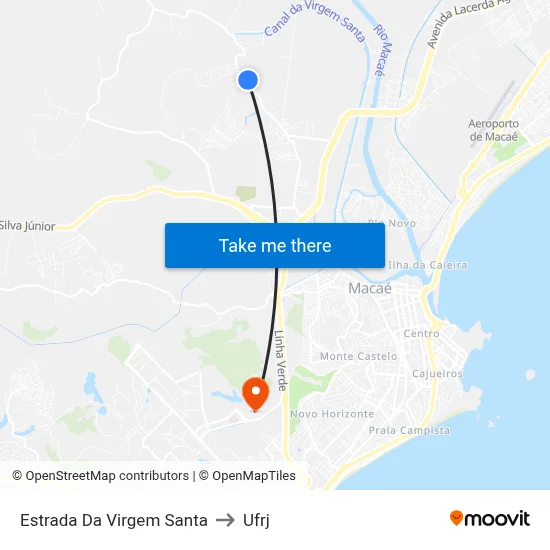 Estrada Da Virgem Santa to Ufrj map