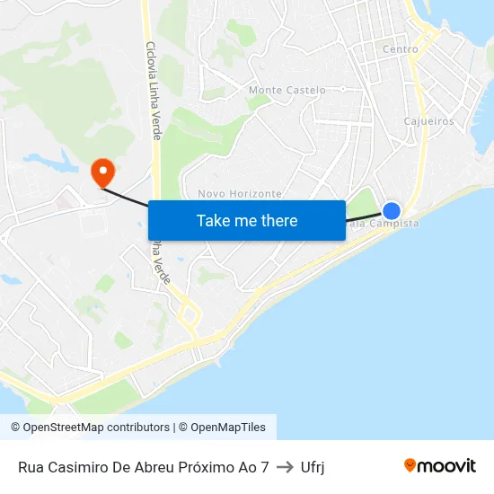 Rua Casimiro De Abreu Próximo Ao 7 to Ufrj map