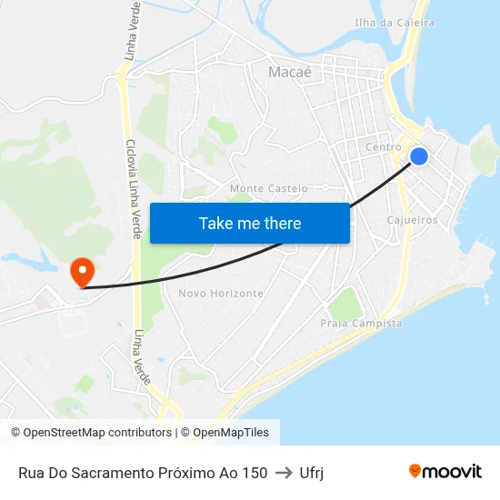 Rua Do Sacramento Próximo Ao 150 to Ufrj map