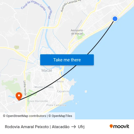 Rodovia Amaral Peixoto | Atacadão to Ufrj map