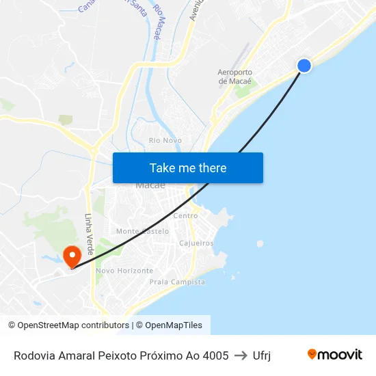 Rodovia Amaral Peixoto Próximo Ao 4005 to Ufrj map
