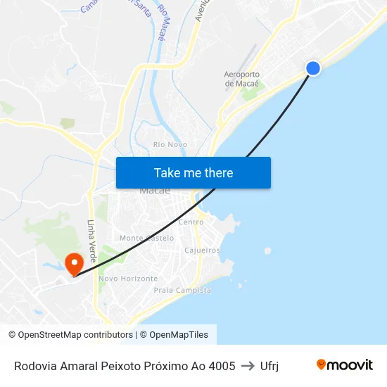 Rodovia Amaral Peixoto Próximo Ao 4005 to Ufrj map