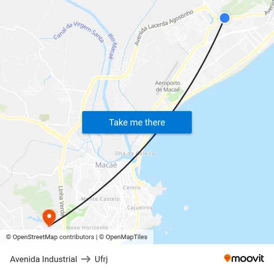 Avenida Industrial to Ufrj map