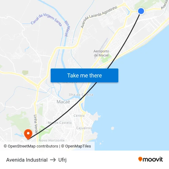 Avenida Industrial to Ufrj map