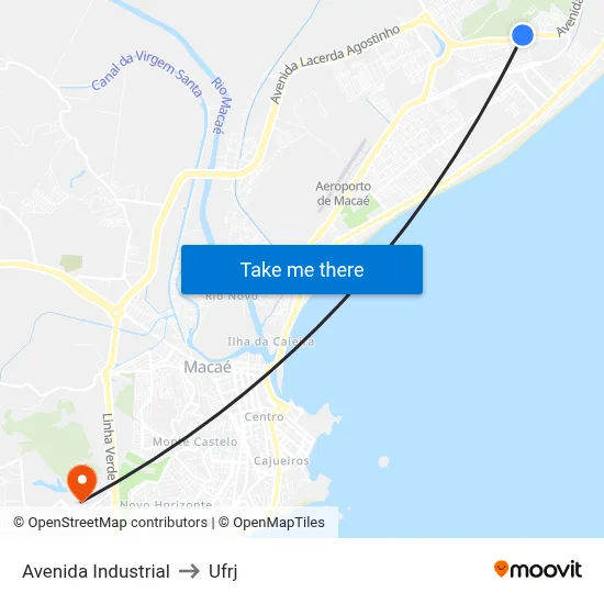 Avenida Industrial to Ufrj map