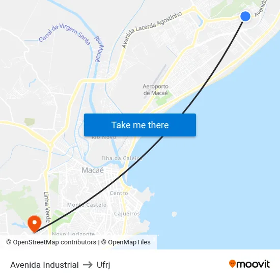 Avenida Industrial to Ufrj map