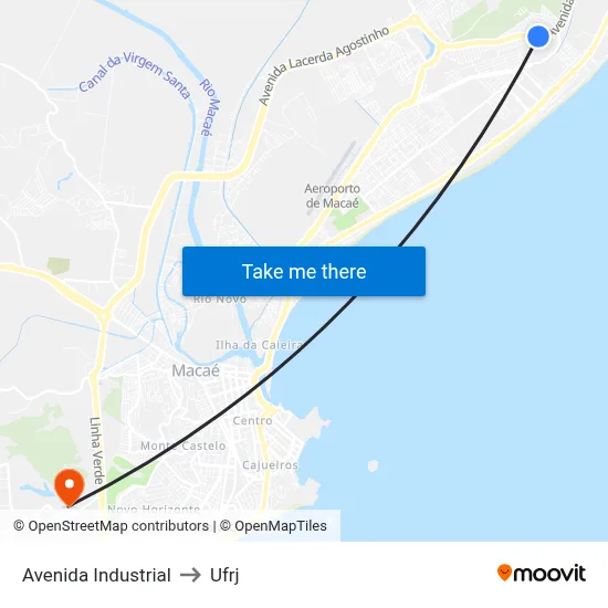 Avenida Industrial to Ufrj map
