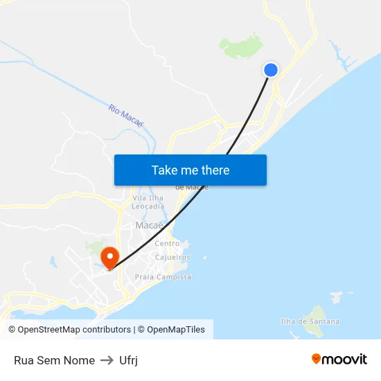 Rua Sem Nome to Ufrj map