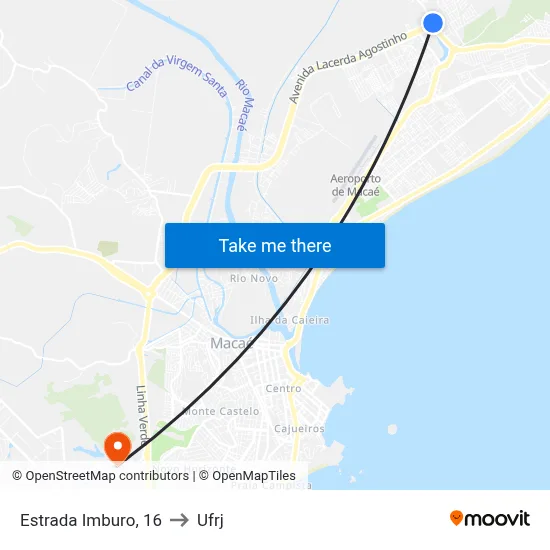 Estrada Imburo, 16 to Ufrj map