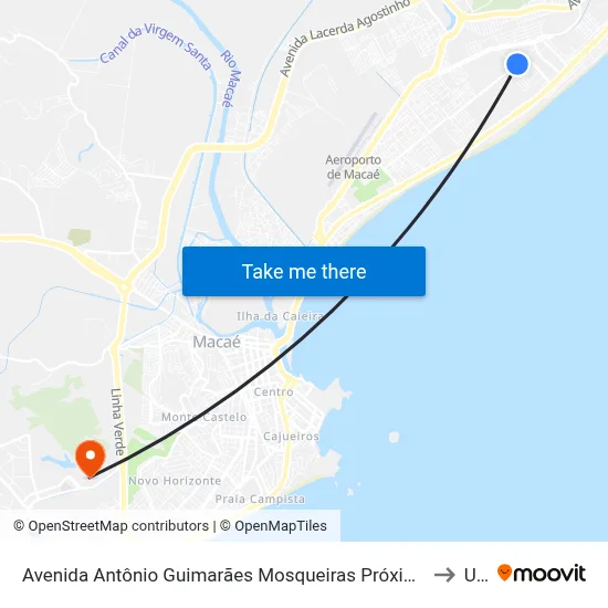 Avenida Antônio Guimarães Mosqueiras Próximo Ao 1323 to Ufrj map