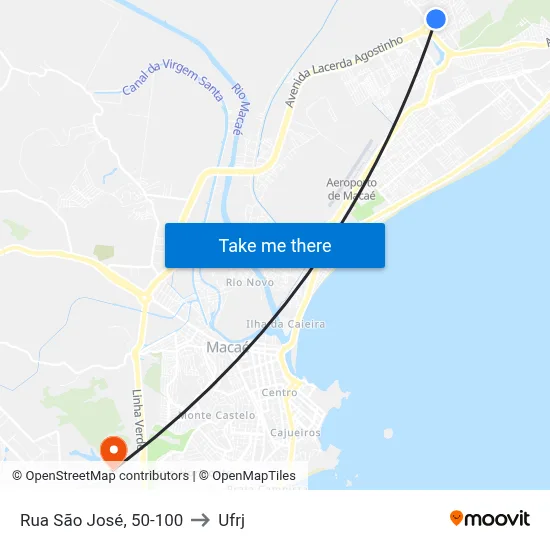 Rua São José, 50-100 to Ufrj map