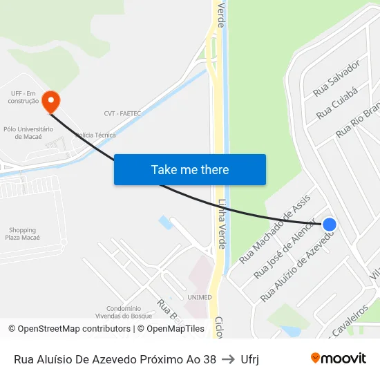 Rua Aluísio De Azevedo Próximo Ao 38 to Ufrj map