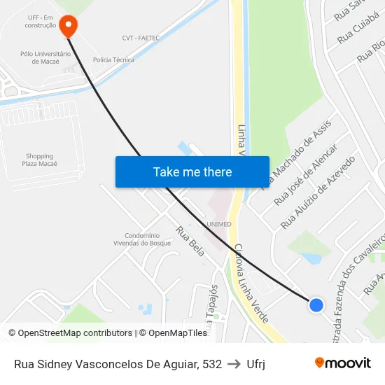 Rua Sidney Vasconcelos De Aguiar, 532 to Ufrj map