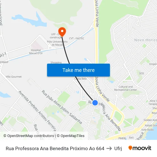 Rua Professora Ana Benedita Próximo Ao 664 to Ufrj map