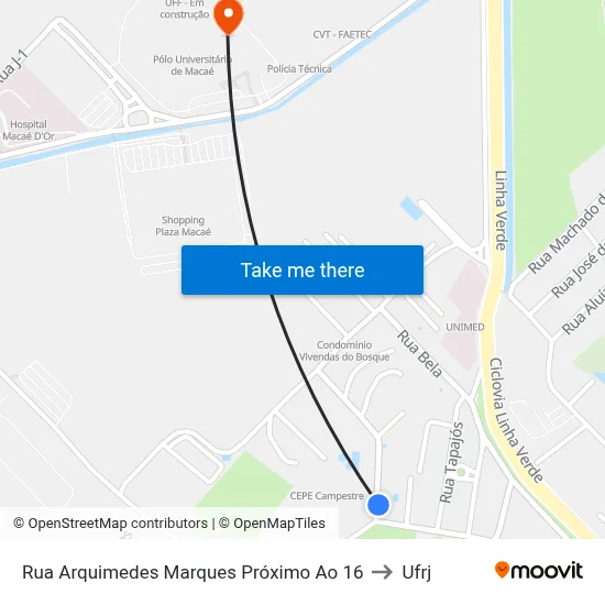 Rua Arquimedes Marques Próximo Ao 16 to Ufrj map