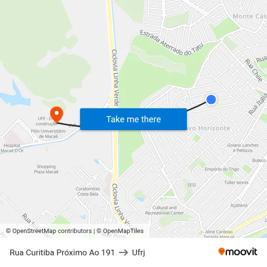 Rua Curitiba Próximo Ao 191 to Ufrj map