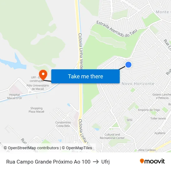 Rua Campo Grande Próximo Ao 100 to Ufrj map