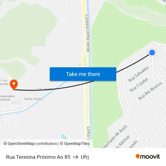 Rua Teresina Próximo Ao 85 to Ufrj map