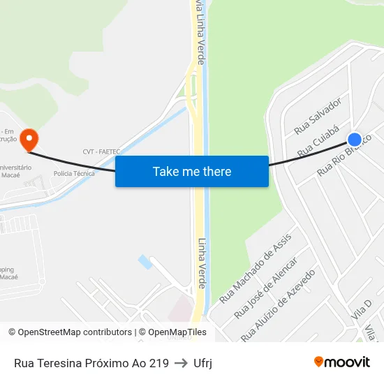 Rua Teresina Próximo Ao 219 to Ufrj map