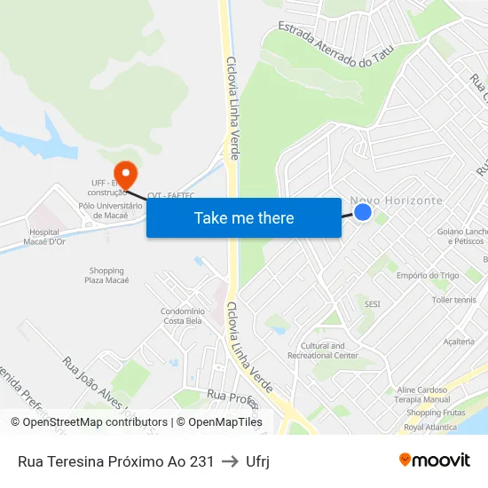 Rua Teresina Próximo Ao 231 to Ufrj map