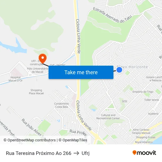 Rua Teresina Próximo Ao 266 to Ufrj map