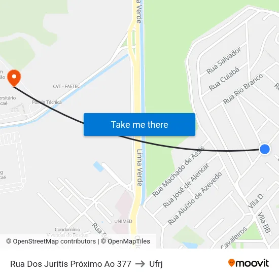 Rua Dos Juritis Próximo Ao 377 to Ufrj map