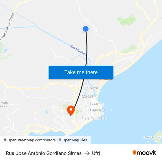 Rua Jose Antônio Gordiano Simas to Ufrj map