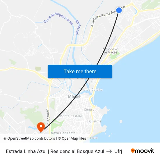 Estrada Linha Azul | Residencial Bosque Azul to Ufrj map