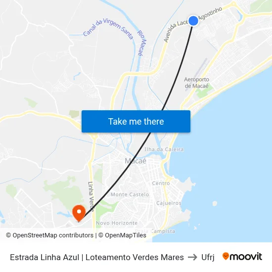 Estrada Linha Azul | Loteamento Verdes Mares to Ufrj map