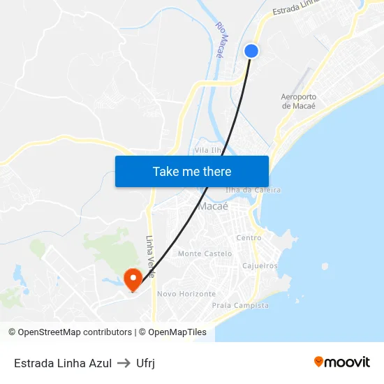 Estrada Linha Azul to Ufrj map